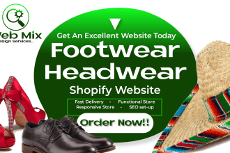 design shoe boots crocs slides footwear caps glasses headwear shopify website