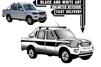 draw black and white line art vector illustration