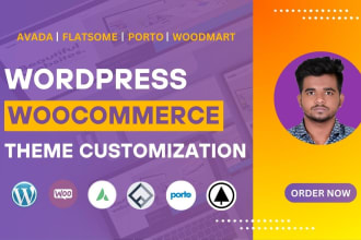 customize avada, flatsome, porto, woodmart woocommerce theme