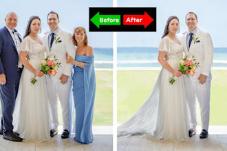 add or remove object, person, people wedding photo edit, extend background,