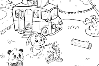 draw kawaii coloring book pages