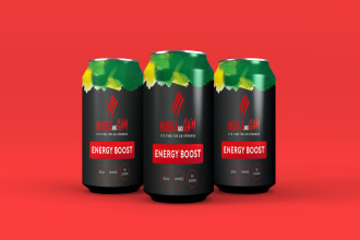 design unique energy drinks, beer and beverage can labels