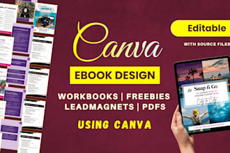 design ebook, lead magnet, freebie, workbook and branded PDF in canva