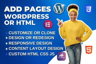 add custom pages, customize, clone, design, redesign HTML or wordpress website