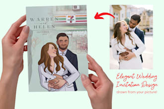 create a custom cartoon save the date card for your wedding