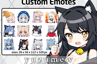 draw cute anime twitch emote, sub badges, discord