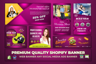 create web banner, google ads, header slider, or social media