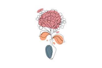 create one line art illustration botanical and flower plants