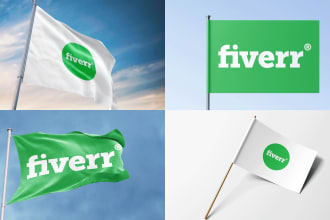 create flag mockup with your logo or image