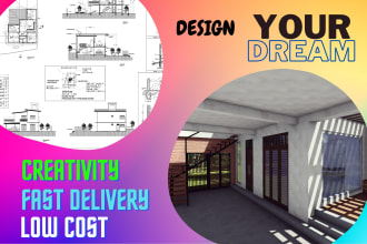 draw 2d architectural plan, house plan, and landscape