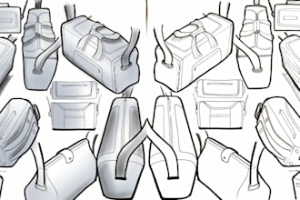 create factory standard tech pack for bags, detailed drawings and tech packs