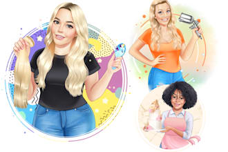 draw cartoon avatar portrait, business logo