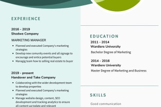 provide professional project manager resume, cover letter and linkedin