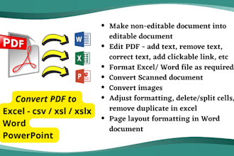 convert PDF to excel and PDF to word