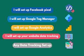 set up your google tag manager, GTM , facebook pixel and ga 4