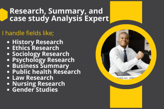 do research writing, book summaries, case study, policy briefs