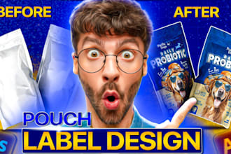 do professional pouch design, coffee label, and pouch label design