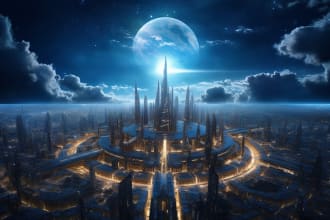 create professional futuristic city digital art