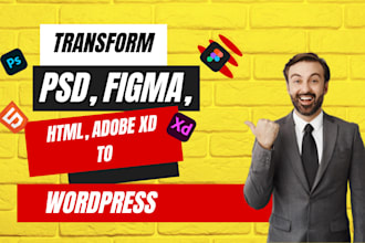 transform  PSD figma HTML adobe xd to wordpress