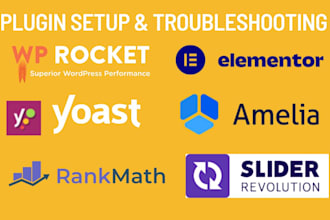 troubleshoot, setup wp rocket, elementor pro, yoast, rank math pro, amelia pro