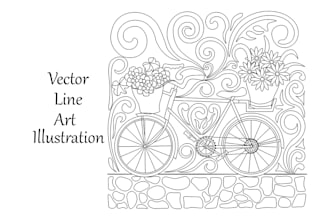 draw line art illustration coloring book page for kids and adult or any purpose