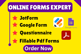 create jotform, google form, typeform, cognito form, surveys, questionnairs
