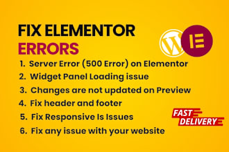 fix elementor errors and design issues within 1 hour