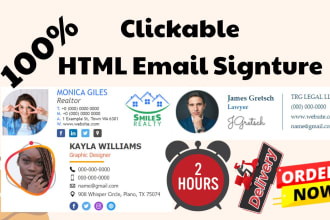 create clickable HTML email signature in delivery 2 hours