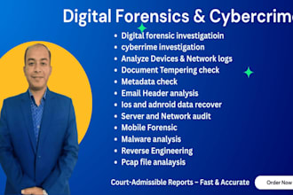 investigate forensic pdfs, documents, logs, device, network