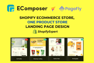 create shopify store design, landing page with ecomposer, pagefly page builder