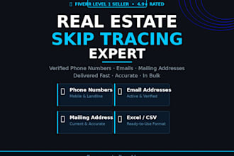 do real estate skip tracing in bulk  verified phone numbers, emails of owners
