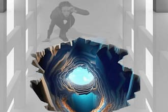 do 3d illusion of the floor hole using ai to print sticker