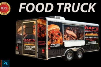 do modern food truck wrap, vehicle wrap, trailer wrap design