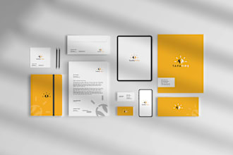 design trendy minimalist logo and complete corporate brand identity, brand book