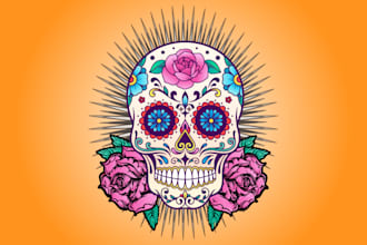 do mexican day of dead sugar skull logo for t shirt design
