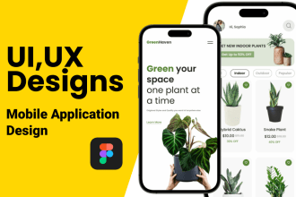 do mobile app uiux design, website, screenshot in figma
