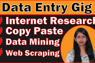 do data entry copy paste internet research data mining web scraping job