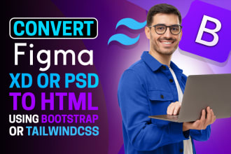 convert figma, xd, PSD to html using tailwind CSS