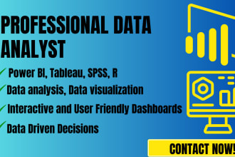 do data analysis, data visualization using power bi, tableau