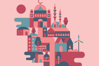 make illustration buildings or transportations in geometric