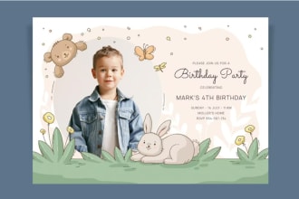design an amazing wedding invitation, birthday, baby shower