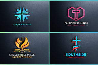 design a best quality modern church logo professionally in 12 hours
