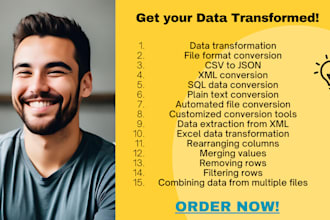 do efficient data transformation CSV, XML, excel, json, sql