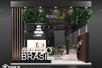 visualize 3d stall kiosk rendering  interior by 3dsmax, corona