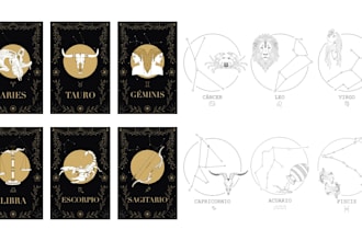 design a custom zodiac illustration in fine line style