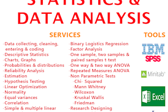 help you with statistical data analysis through spss, minitab, excel