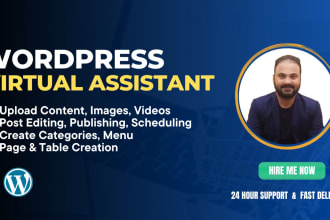 be your wordpress virtual assistant VA to upload content articles and blog posts
