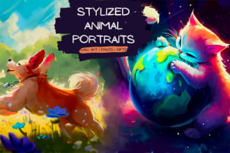 create custom stylized pet portraits and illustrations