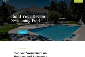 design a modern and clean swimming pool service website, swimming pool website