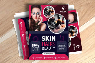 create unique makeup and cosmetic flyer, poster, banner and social media design